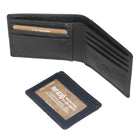 Club Rochelier - Portefeuille Billfold pour hommes avec porte-cartes amovible - Combo noir/bleu marine-2 poches fendues