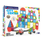 Magna-Tiles - Ensemble de construction magnétique Centre-ville 110 pièces-Ce qui est inclus: 110 pièces magnétiques, y compris des pièces de route, des escaliers en colimaçon et classiques, des balcons, des clôtures, des microMAGS et un châssis à roues avec des essieux pour donner vie à votre ville