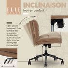 Elle Décor - Fauteuil jambes croisées Arabella recouvert de tissu - Brun Pâle-Base en métal robuste au fini noir corbeau pouvant supporter 124 kg (275 lb)