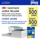 Brother - LC504YS Cartouche d’encre jaune authentique à rendement standard -Les cartouches d’encre jaune à rendement standard LC504YS authentiques de Brother offrent des résultats fiables et constants