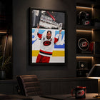 Frameworth - Jordan Staal Toile encadrée 20 po H x 29 po l Carolina Hurricanes Champions de la Coupe Stanley 2026 - Sous licence officielle LNH/AJLNH-Format fini 22.5x31.5 pouces pour salon, bureau, salle de sport ou espace de collection