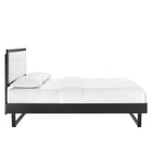 Modway - Willow Bois Plate-lit complet avec cadre angulaire, Noir Blanc-Rubberwood Legs