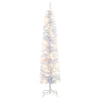 HOMCOM - Sapin de Noël artificiel illuminé forme crayon 1 - 8 m 395 branches-6 pi de haut, luxuriant avec un crayon et des pointes pleines avec des feuilles réalistes qui procurent un aspect sain et naturel 