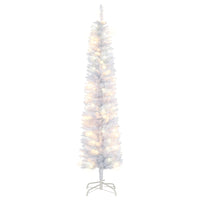 HOMCOM - Sapin de Noël artificiel illuminé forme crayon 1 - 8 m 395 branches-6 pi de haut, luxuriant avec un crayon et des pointes pleines avec des feuilles réalistes qui procurent un aspect sain et naturel 