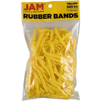 JAM Paper - Élastiques durables - taille 64 - jaunes - Paquet de 100-Couleur : jaune | Élastiques élastiques colourés