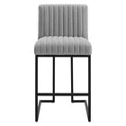 Modway - Indulge Chenal Touffé Tissu Tabouret de comptoir - Gris clair-Capsules de pied non marquées