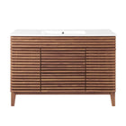 Modway - Render 48" Vanité de salle de bain à un seul lavabo - Blanc noyer-Vanité moderne du milieu du siècle
