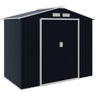 Outsunny - Abri de jardin 7' x 4' avec kit de fondation et doubles portes gris foncé-Espace de rangement spacieux pour les outils de jardin, l'équipement d'entretien des pelouses, les fournitures et plus encore