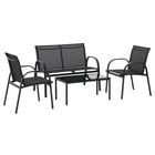 Outsunny - Ensemble de meubles de patio 4 pièces, ensemble de conversation de jardin avec loveseat, gris foncé-Ensemble conversation 4 pièces : 1 table basse, 1 chaise double et 2 chaises simples 
