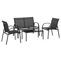 Outsunny - Ensemble de meubles de patio 4 pièces, ensemble de conversation de jardin avec loveseat, gris foncé-Ensemble conversation 4 pièces : 1 table basse, 1 chaise double et 2 chaises simples 