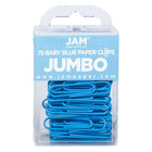 JAM Paper - Trombones géants colourés - grands trombones de 5 cm - bleu ciel - paquet de 75-Couleur : Bleu bébé