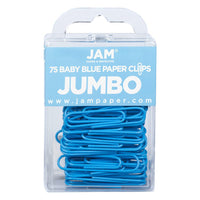 JAM Paper - Trombones géants colourés - grands trombones de 5 cm - bleu ciel - paquet de 75-Couleur : Bleu bébé