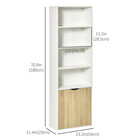HOMCOM - bibliothèque haute à 6 niveaux avec armoire à double porte - chêne-Dispositif anti-basculement pour plus de stabilité et de sécurité 