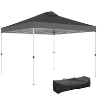Outsunny - Auvent pliant imperméable 9.8 pi l x 9.8 pi L - Gris foncé-La tente à auvent dispose d’un système de clic pour une installation facile et instantanée
