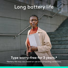 Logitech - Keys-To-Go 2, clavier sans fil portable pour iPad avec protection intégrée - Pale Grey -Trois ans d'autonomie: autonomie longue durée jusqu’à 3 ans pour une frappe sans souci, le clavier sans fil portable Keys-To-Go 2 est fourni avec des piles bouton préinstallées
