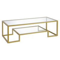 Hudson&Canal - Table basse rectangulaire Athena 54" L - Laiton-Un design glamour pour votre salon, votre bureau et plus encore
