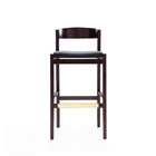 Manhattan Comfort - Klismos tabouret de bar moderne du milieu du siècle de 20" en similicuir noir et noyer foncé-Revêtement en similicuir avec rembourrage en mousse