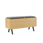 Manhattan Comfort - Banc de rangement d’appoint moderne Paloma 91 cm en tissu effet lin, chêne naturel-Plateau relevable assisté par vérin à gaz pour une ouverture et fermeture faciles et mécanisme de maintien automatique