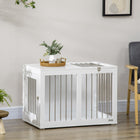 PawHut - meuble caisse pour chien 31,5 po avec double porte, pour chiens de taille moyenne - blanc-Bonne ventilation et visibilité grâce aux barreaux en acier 