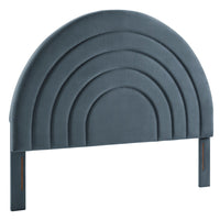 Modway - Solana Arqué Performance Velvet Tête de lit complète, Cadet Blue-Sellerie en velours Performance résistante aux taches