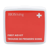 BIOS Living - Trousse de premiers soins - 25 pièces-Contenu de la trousse de premiers soins: Lingettes antiseptiques, écouvillons avec alcool isopropylique, pansements adhésifs en tissu, pansements en plastique, pansements adhésifs en tissu pour jointures