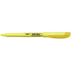 BIC - Brite Liner Pen-Style Surligneurs - Pointe biseautée - Jaune - Paquet de 12-Paquet de surligneurs fiables jaunes en vrac avec une pointe biseautée pour un surlignage large ou un soulignement fin