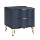 Manhattan Comfort - Dumbo table de chevet moderne, commode et commode haute 5 tiroirs - bleu minuit - ensemble de 3-Garantie limitée du fabricant de 30 jours