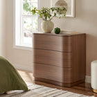 Modway - Mirae 3 tiroirs Commodeuse compacte courbe, Chêne brun brossé-Finition stratifiée de grain de bois