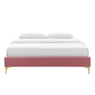 Modway - Sutton Performance Velvet Cadre de lit King, Rose poussiéreuse-Système de soutien en lattes de bois