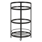 Hudson&Canal - Chariot de bar rond Hause 21" de largeur - Bronze noirci-Comprend un plateau et une étagère en verre trempé