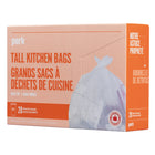 Perk  - Grands sacs à ordures pour cuisine - dessus ondulé - 24 po x 30 po - blanc - Paquet de 20-Fiables pour tous vos besoins à la maison et au bureau