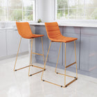 Zuo - Adele Tabouret de bar - Orange/Or - Ensemble de 2-Assemblage requis