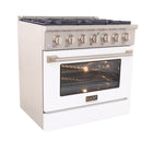 Kucht - 36 po Série KNG Cuisinière Pro Style au gaz propane - Acier inoxydable/Blanc-Allumage électronique avec rallumage automatique réduisant les risques de fuites de gaz pour plus de sécurité