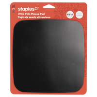 Staples Tech - Tapis de souris ultramince - 21 cm L x 21 cm l x 0,12 cm H - noir-Surface lisse en plastique