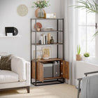 HOMCOM - Bibliothèque à 5 niveaux avec portes et étagères ouvertes - brun-Étagères ouvertes à 3 niveaux pour exposer des livres, œuvres d'art, photos, plantes et autres décorations de maison ou de bureau 