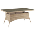 Manhattan Comfort - Table de salle à manger d'extérieur moderne Genoa 160 cm - Tressage couleur naturel tan-Support de base unique à cadre arqué sur 4 pieds