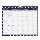 Blueline - 2027 Calendrier mural mensuel coloré avec reliure à double spirale dorée - 15 po x 12 po - Nautique - bilingue-12 mois, de janvier à décembre