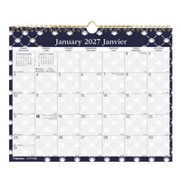 Blueline - 2027 Calendrier mural mensuel coloré avec reliure à double spirale dorée - 15 po x 12 po - Nautique - bilingue-12 mois, de janvier à décembre
