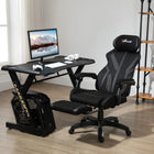 Vinsetto - Chaise de jeu de bureau inclinable avec repose-pieds - noir-Hauteur d’assise et de l’appuie‑tête réglables pour un ajustement optimal