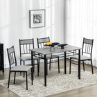 HOMCOM - Ensemble de salle à manger 5 pièces effet marbre avec chaises rembourrées - gris-Siège rembourré et dossier soutenu pour un confort optimal