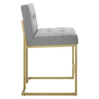 Modway - Privy Acier inoxydable doré Tissu rembourré Tabouret de comptoir - Or gris clair-Capsules de pied non marquées
