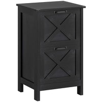 HOMCOM - Classeur 2 tiroirs pour dossiers Letter/A4 - noir vieilli-Améliore la décoration du bureau à domicile avec un charmant style porte de grange 
