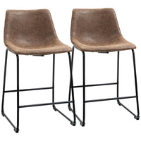 HOMCOM - Tabourets de bar hauteur comptoir avec dossier - brun - paquet de 2-Design classique en cuir PU vieilli 
