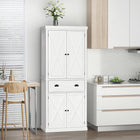 HOMCOM - Buffet de cuisine autoportant avec 4 portes - blanc-Deux étagères réglables permettent de ranger facilement des objets surdimensionnés sans se soucier de leur adaptation 