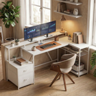 HOMCOM - Bureau de gaming réversible 76 po avec éclairage RGB et ports USB - blanc-Hub d’alimentation intégré pour recharger les appareils via ports USB