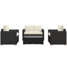 Outsunny - Ensemble de meubles de patio de 4 pièces, crème-Ensemble de mobilier d'extérieur moderne 4 pièces détachable offrant un espace lounge élégant et confortable