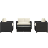 Outsunny - Ensemble de meubles de patio de 4 pièces, crème-Ensemble de mobilier d'extérieur moderne 4 pièces détachable offrant un espace lounge élégant et confortable