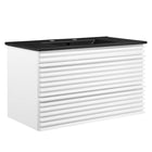 Modway - Render Support mural de 36" Vanette de salle de bain - Blanc Noir-Vanité moderne du milieu du siècle