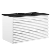 Modway - Render Support mural de 36" Vanette de salle de bain - Blanc Noir-Vanité moderne du milieu du siècle
