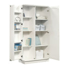 Sauder - 422427 La Collection HomePlus Meuble de Rangement - Finition Soft White-Arrière fermé avec découpes pour passe-câbles. 